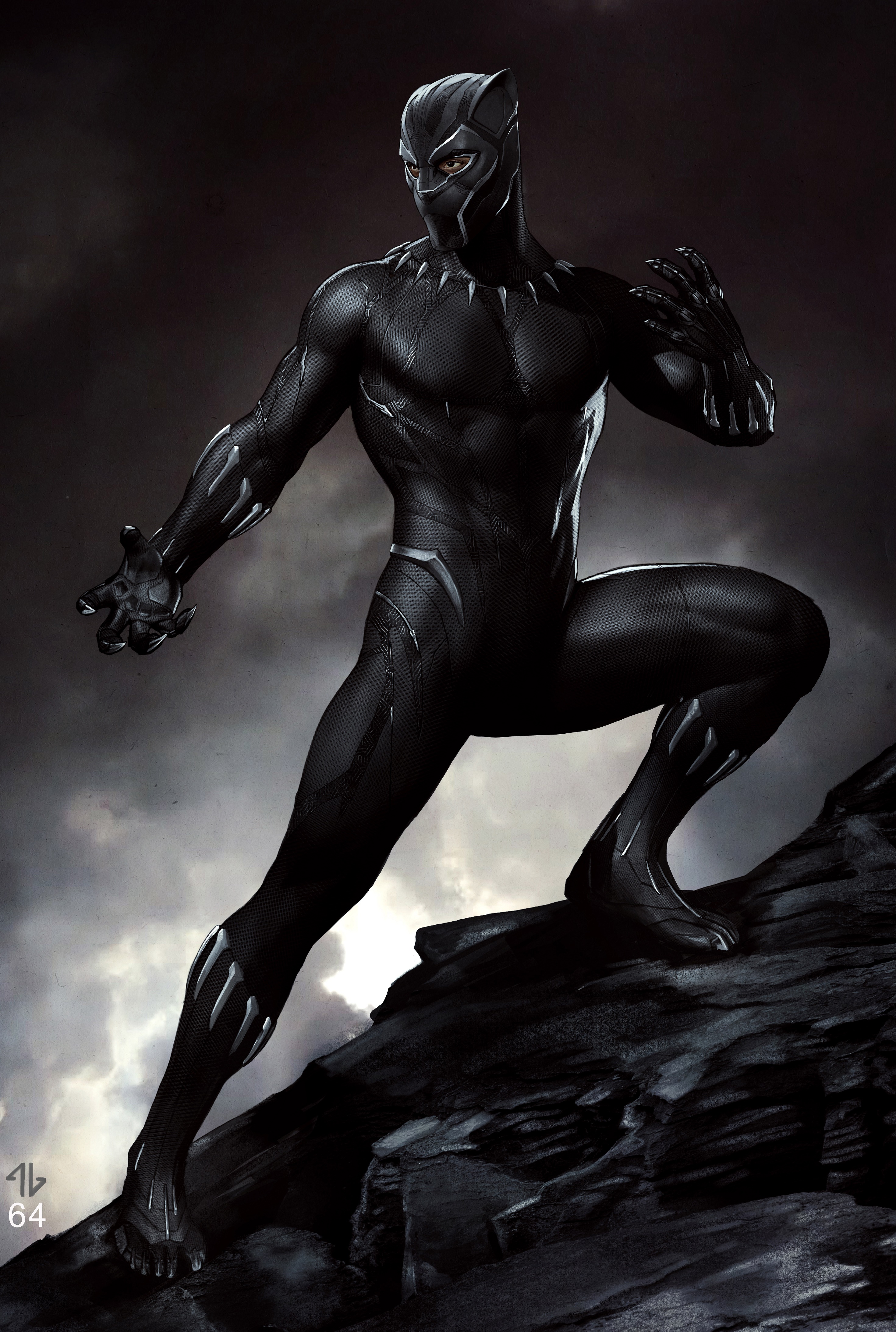 Marvel Studios' BLACK PANTHER..Black Panther Conceptual Character and Costume Design Sketch..Costume Design and Art: Ryan Meinderding and VisDev Team..©Marvel Studios 2018